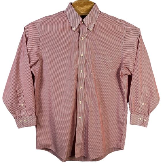 Red & White Striped Brooks Brothers Button Down Shirt - Size 16 2/3 - Picture 1 of 6